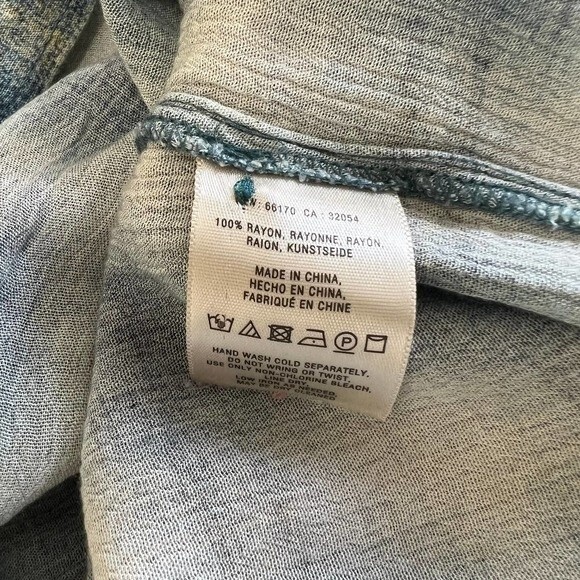 Anthropologie Maeve Blue Cavalon Plaid Peplum Boho Peasant Top Size S - Picture 12 of 15